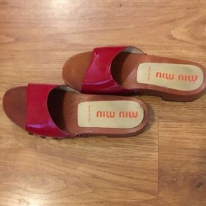 Miu Miu Shoes, Red Patent Leather Sandals Prada
